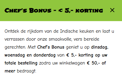 Graphic banner showing a sample promotion to demonstrate that the system can display automatic discounts and daily offers to online visitors, without mentioning any specific customer or brand.